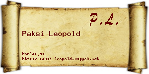 Paksi Leopold névjegykártya